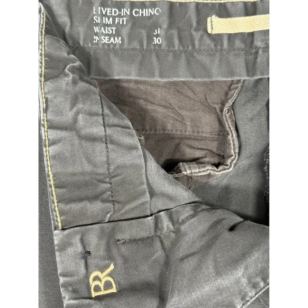 Banana‎ Republic Lived-In Chino Slim Fit Gray Stretch Pants Mens 31x30 Washwell